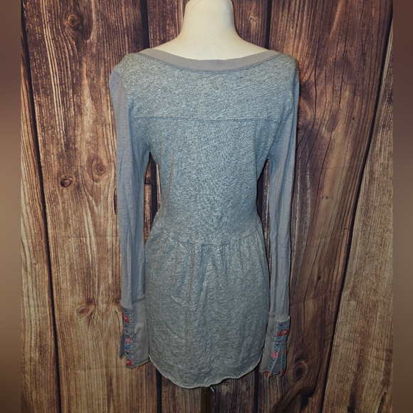 Free People Top Size L Gray/Multicolor Floral Embroidery - Picture 4 of 12